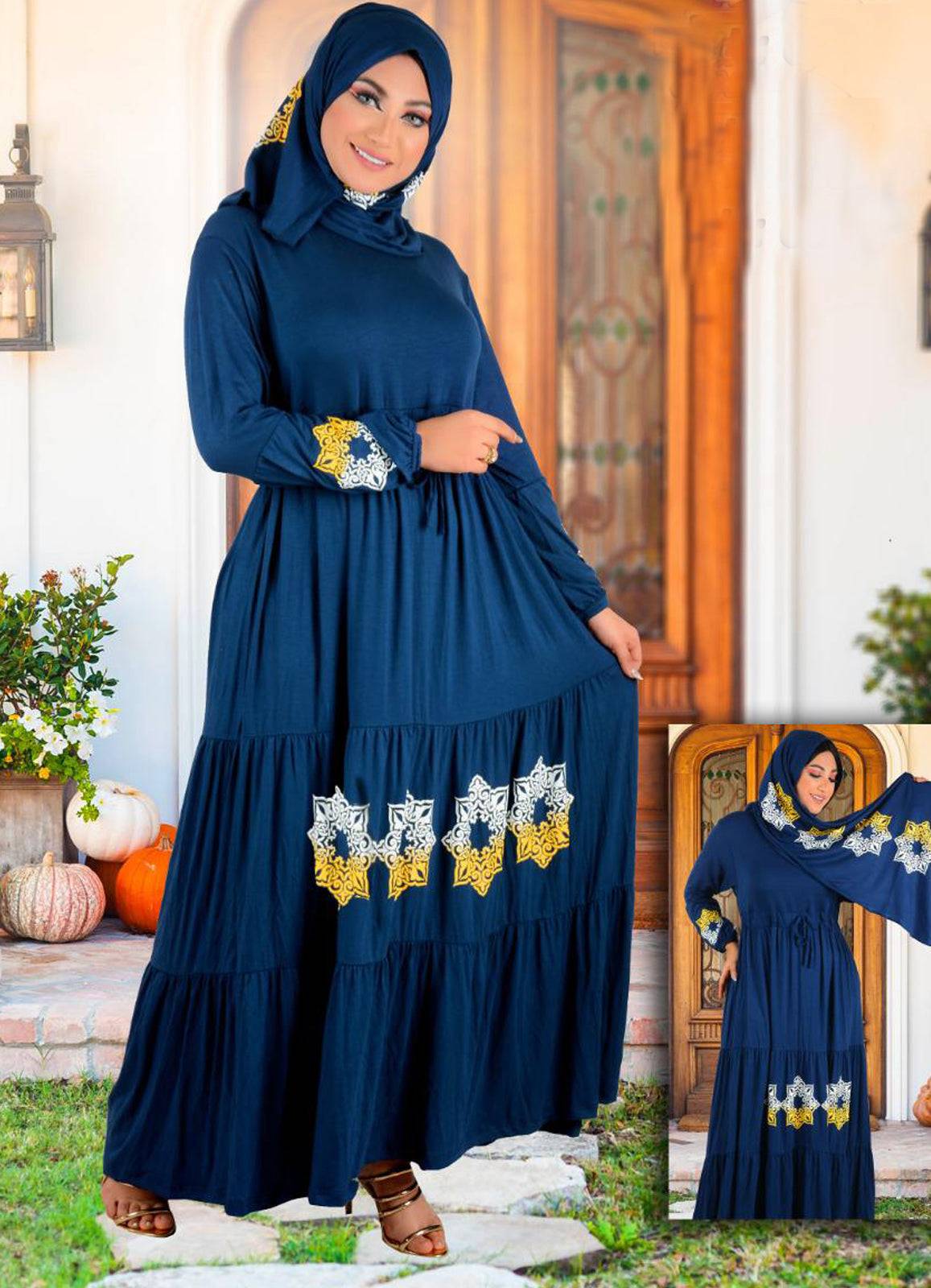 long dress dark blue color from lebsy free size code 030
