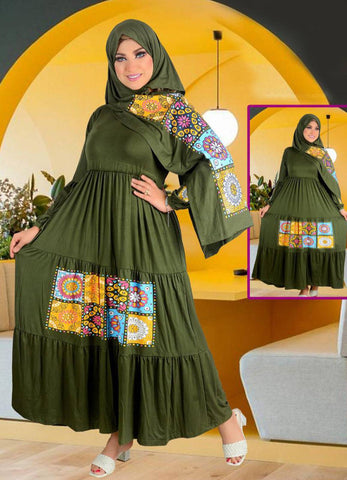 long dress green color from lebsy free size code 022